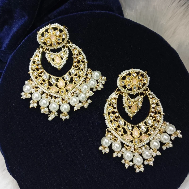 small hoop earrings for women-Bhavi Kundan Stone Gold Plated Dangler Earrings