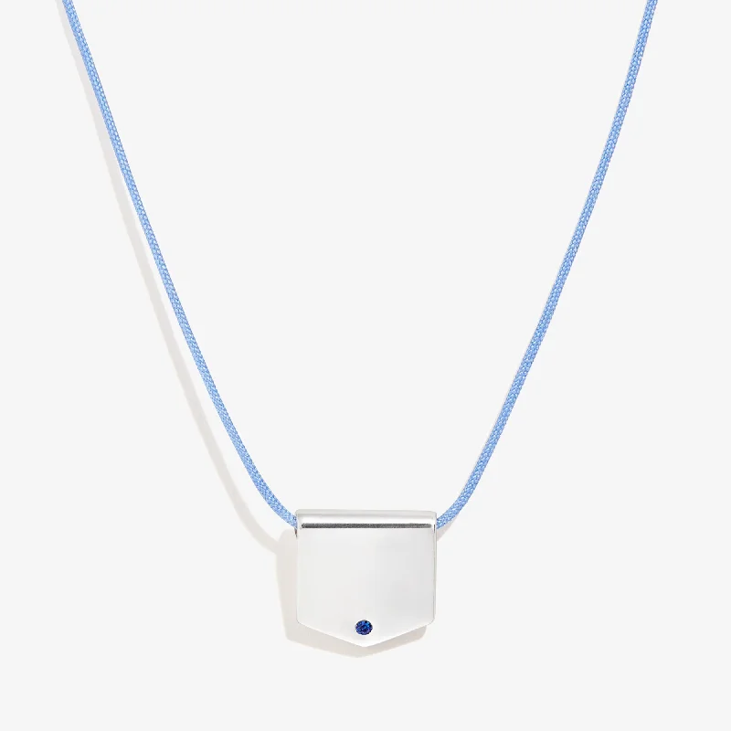 layered necklaces for women-Shield Cord Necklace, Sky Blue