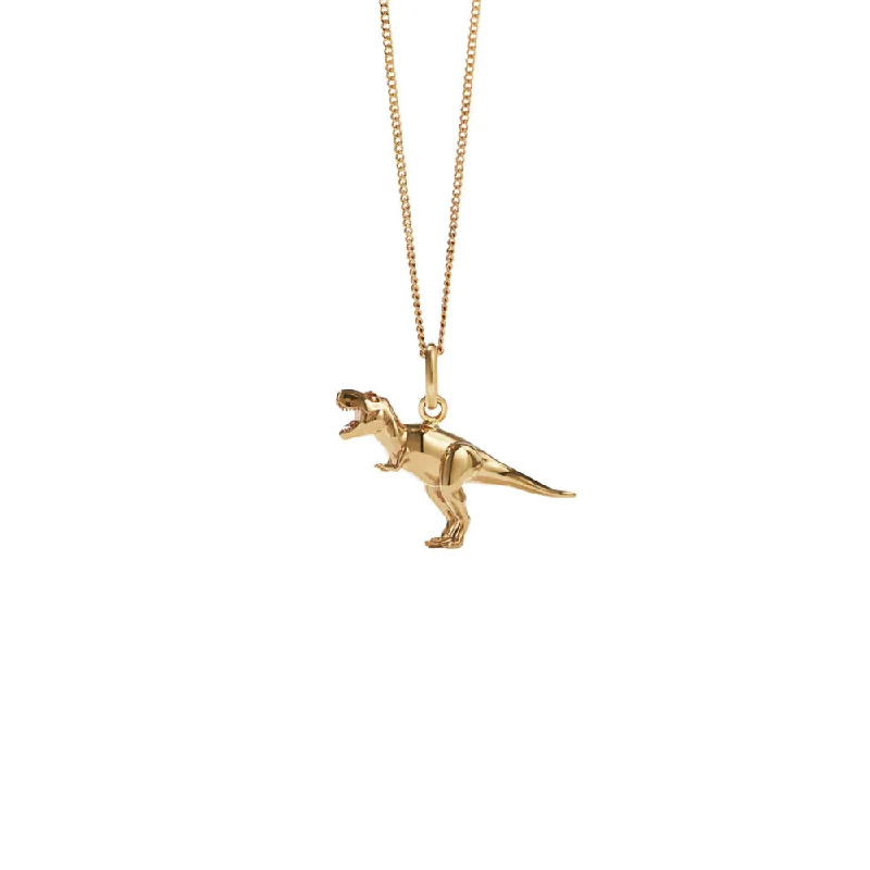 colored stone necklaces for women-Meadowlark Dinosaur Charm Necklace - Gold Plated