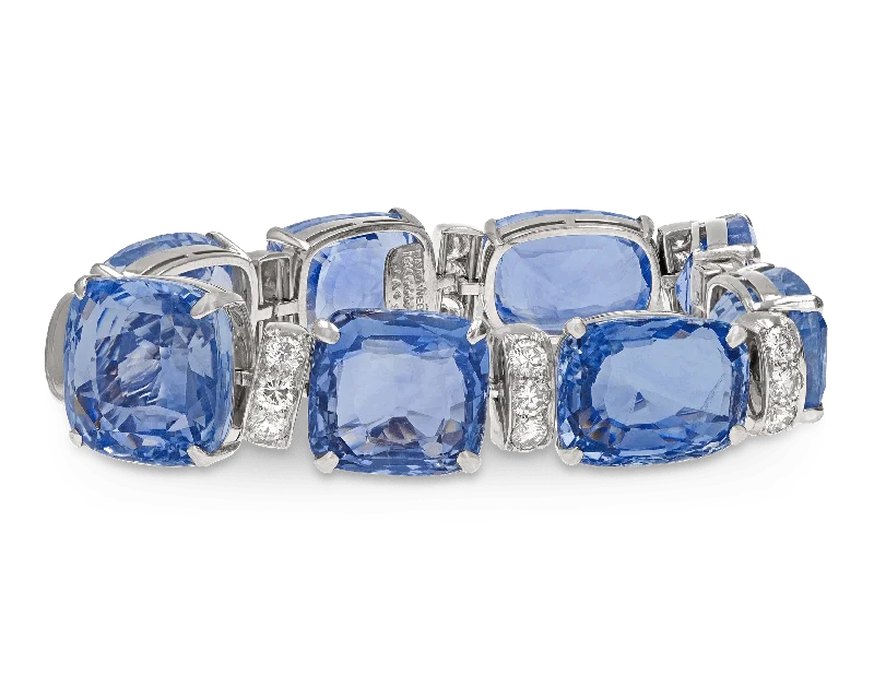 gold charm bracelets for women-David Webb Sapphire Bracelet, 204.58 Carats