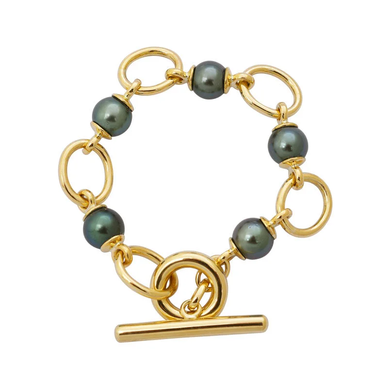 engraved bangles for women-Toggle Bracelet- South Sea Pearl