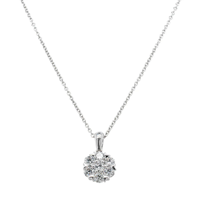 fine jewelry necklaces for women-18ct White Gold .73ct Diamond Lotus Pendant