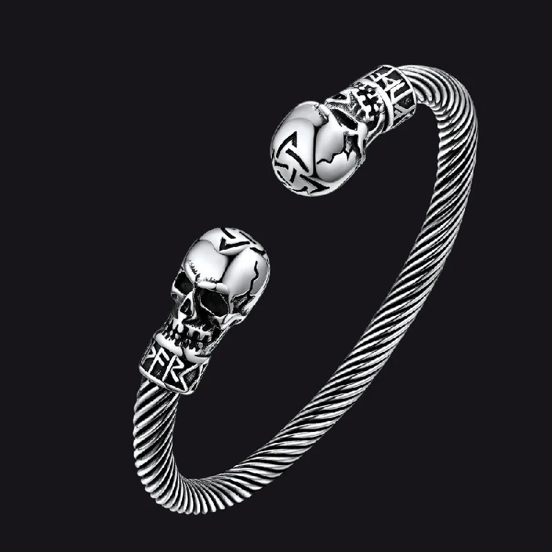 unique bangles for women-Skull Cuff Bracelet Adjustable Bangle for Men