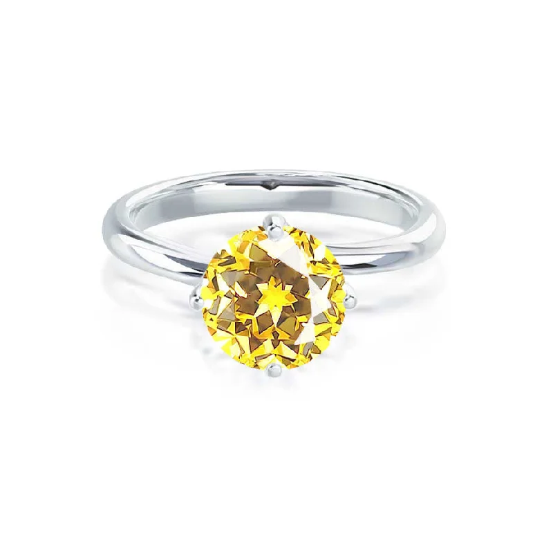 vintage diamond engagement rings-ANNORA - Chatham® Yellow Sapphire Platinum 950 Twist Solitaire Ring