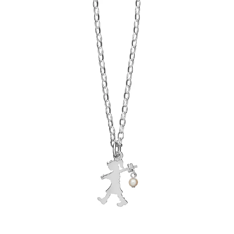 women’s layered silver necklaces-Karen Walker Girl With A Pearl Necklace - Sterling Silver