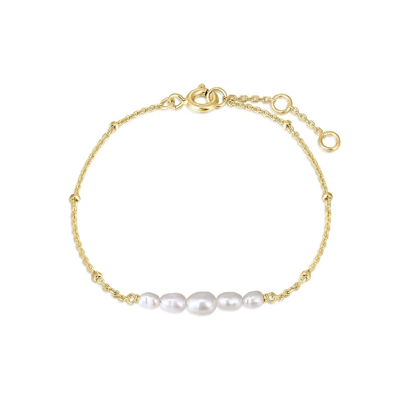 anniversary bangles for women-Micro Clustered Pearl & Bead Bracelet