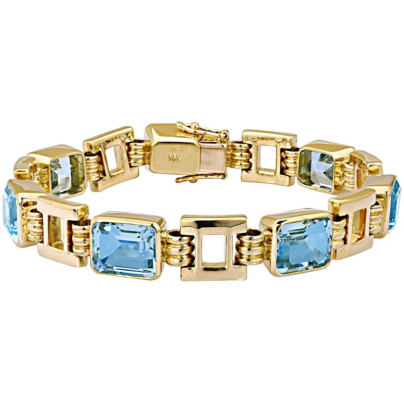 fine gold bangles for women-Bracelet-Blue Topaz