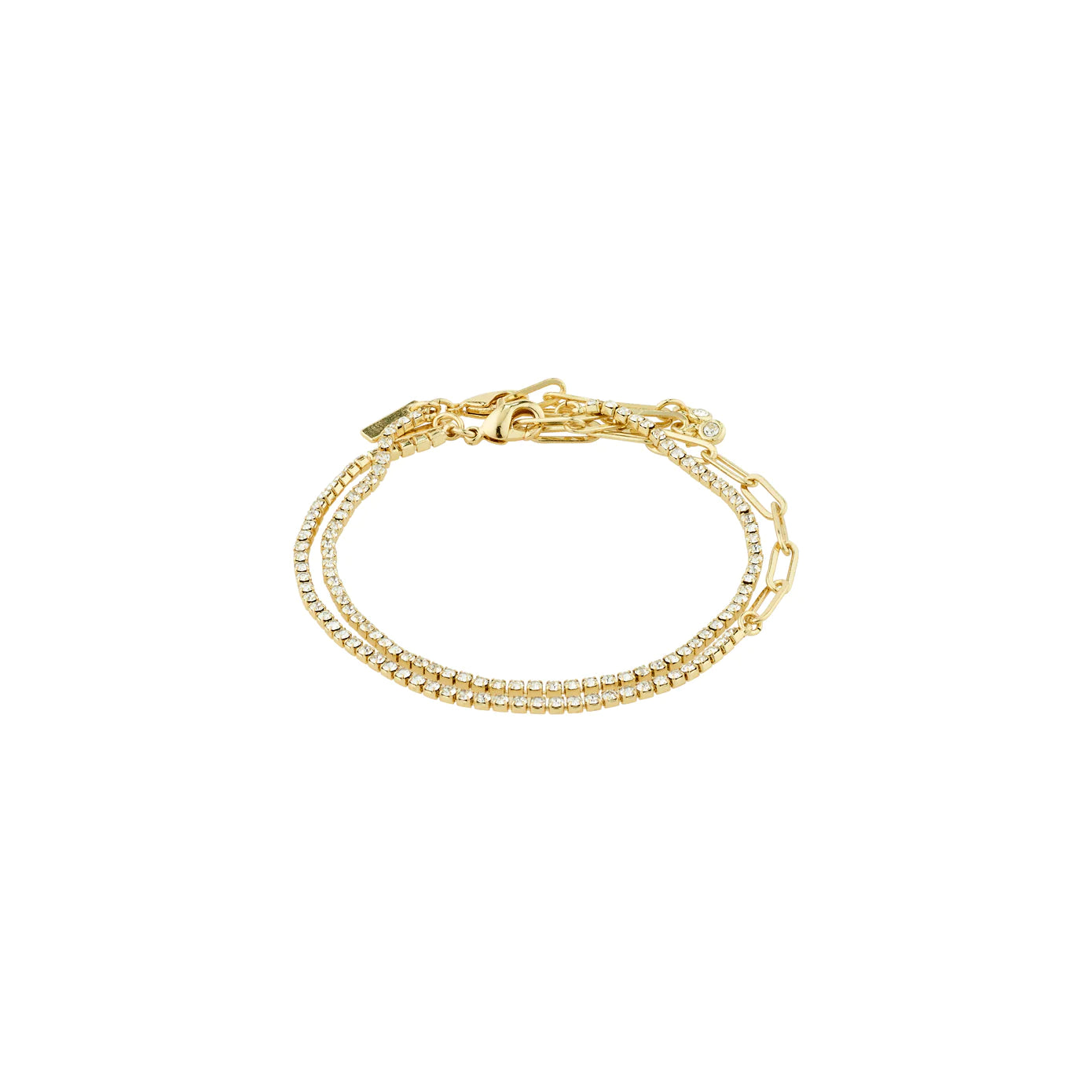 stackable bracelets for women-Rowan Gold Plated 2-in-1 Crystal Bracelet Set