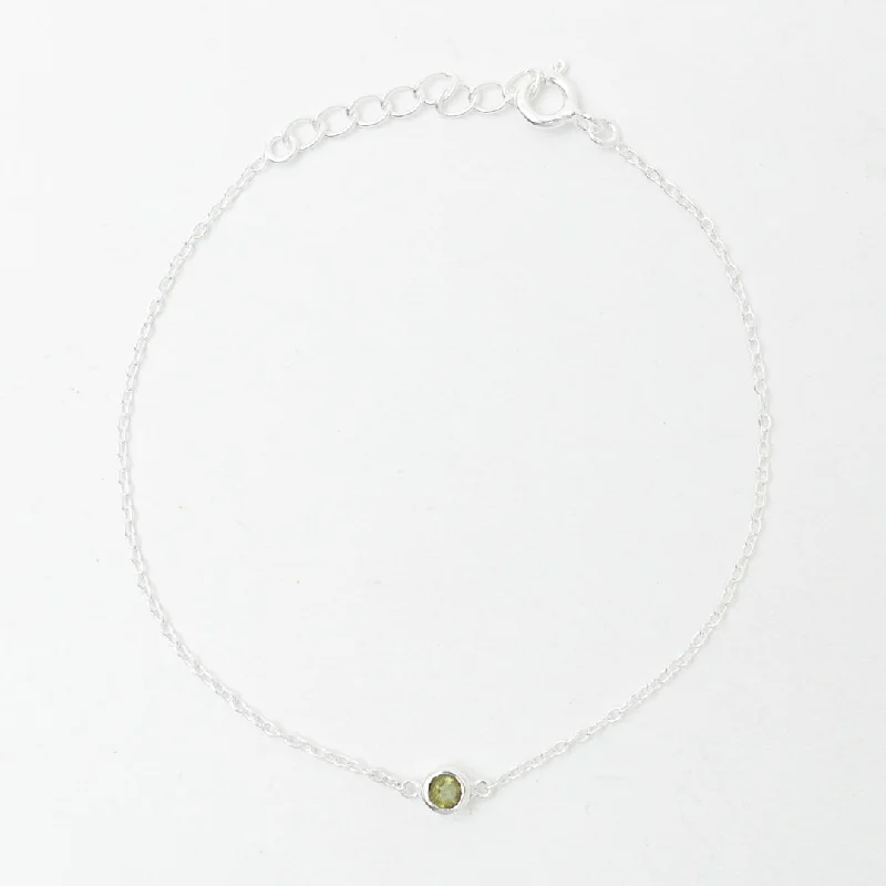 friendship bracelets for women-Silver Peridot Solitaire Bracelet