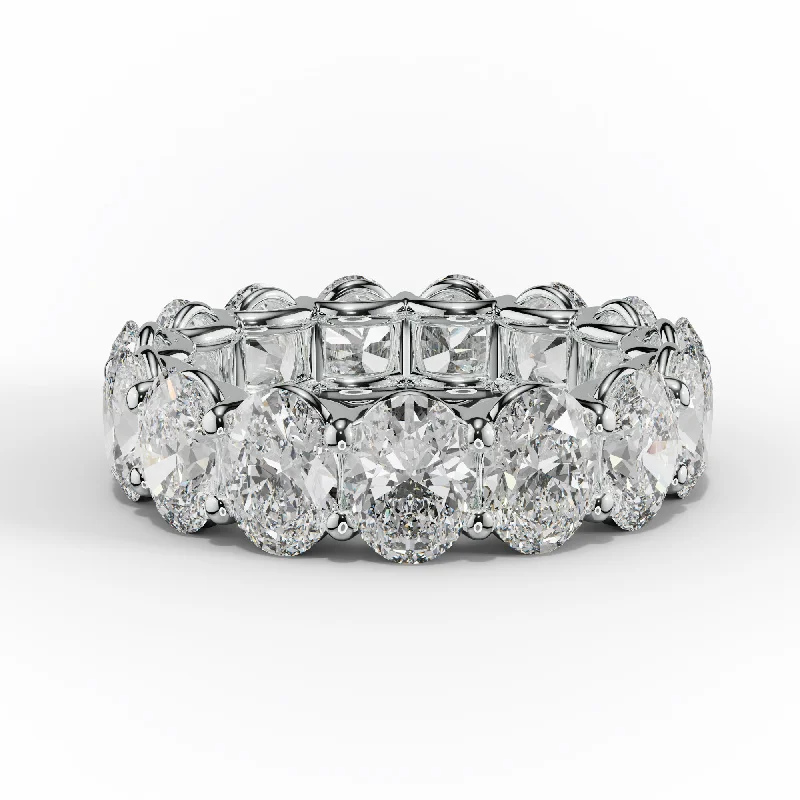 large statement rings for women-7.0 Carat Oval Cut Diamond Eternity Band Shared Prong