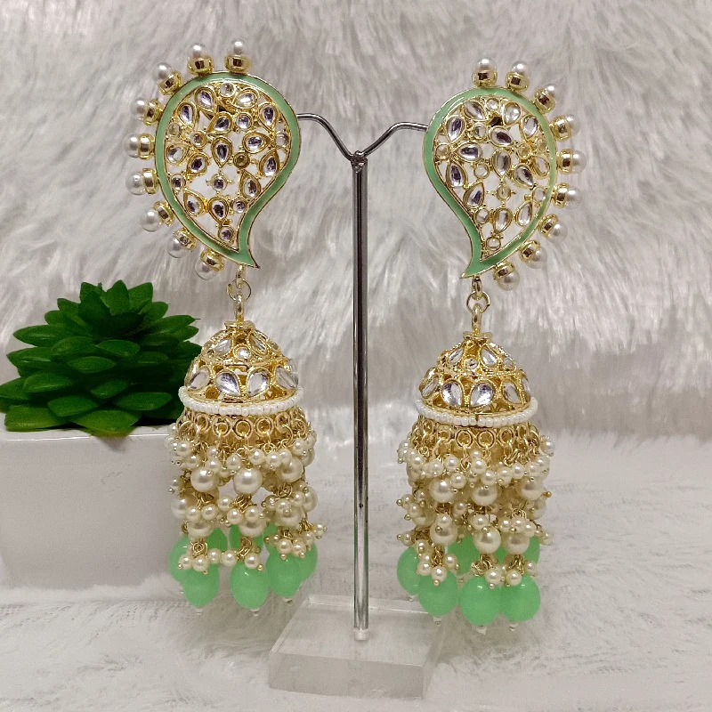 vintage diamond earrings for women-Bhavi Jewels Gold Plated Jhumki Earrings