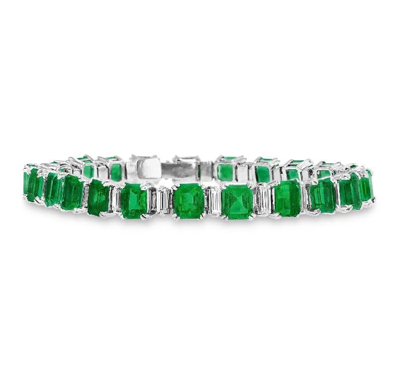 cubic zirconia bangles for women-Colombian Emerald Bracelet, 23.03 Carats