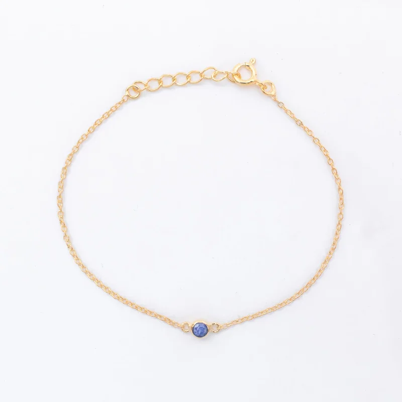 statement bracelets for women-Gold Vermeil Raw Sapphire Solitaire Bracelet