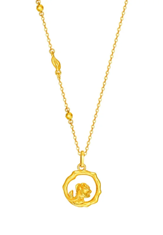 leather necklaces for women-TOMEI X Xifu Rose Series Necklace, Yellow Gold 999 (5D)