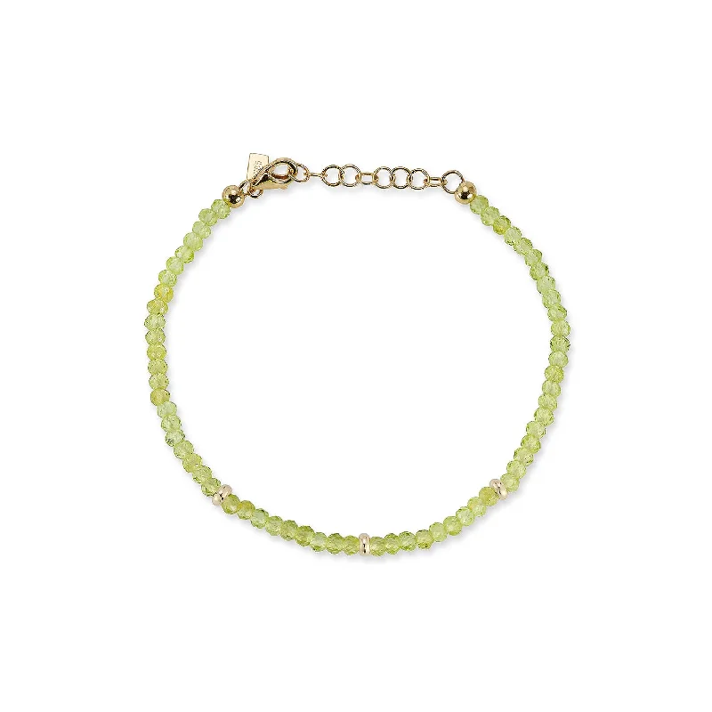 gold charm bracelets for women-Birthstone Bead Bracelet In Peridot