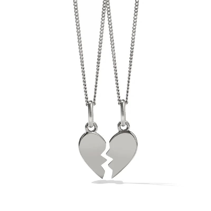 boho necklaces for women-Meadowlark Broken Heart Charm Necklaces - Sterling Silver