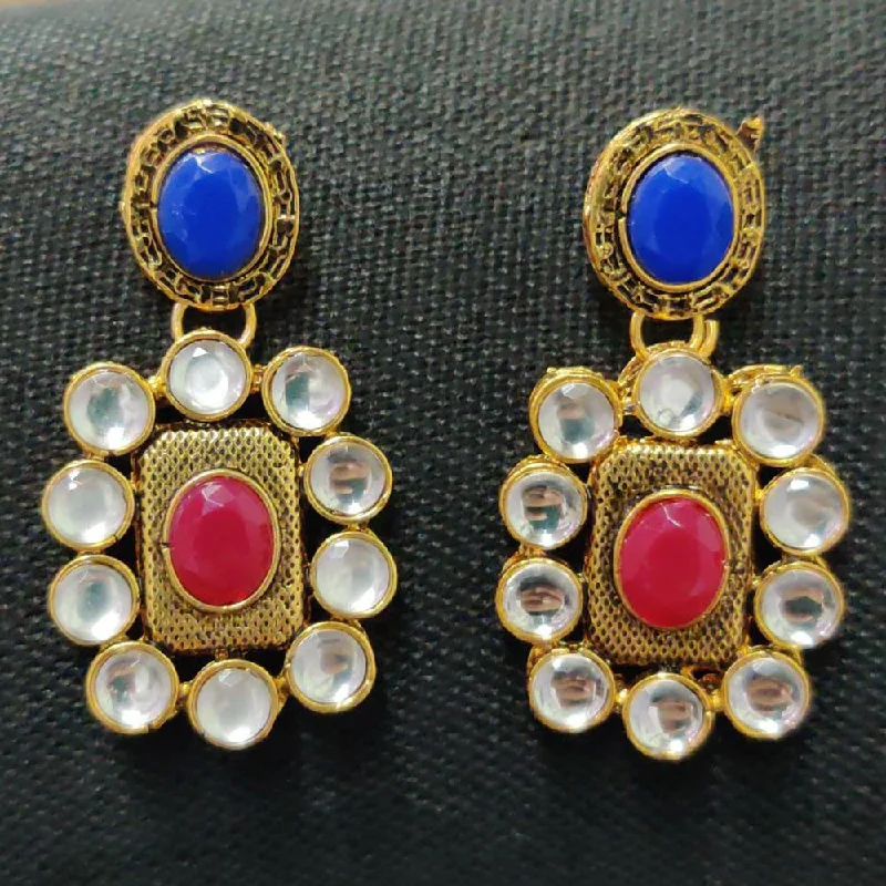 colorful gemstone earrings for women-Shreeji Gold Plated Dangler Earrings