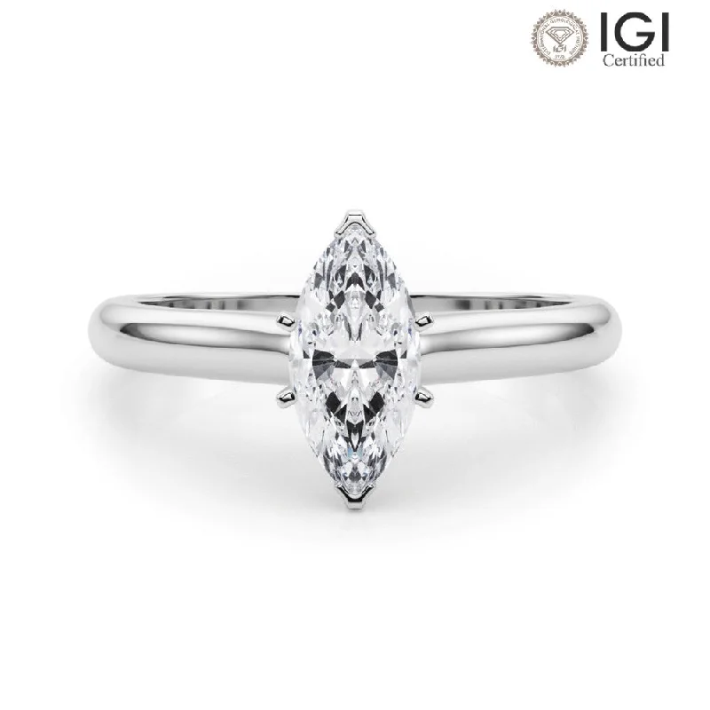 stackable rings for women-Isabella Marquise Lab Grown Diamond Solitaire Engagement Ring IGI Certified