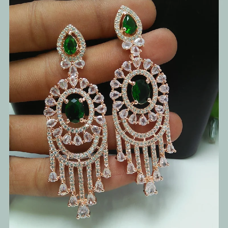 white gold earrings for women-Manisha Jewellery Rose Gold  Plated AD Dangler Earrings