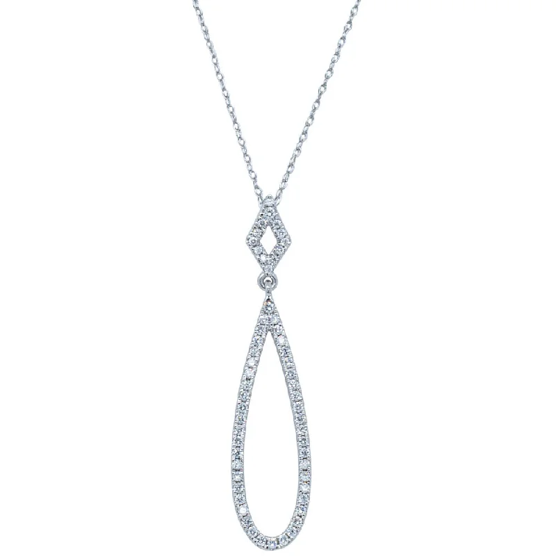 birthday necklaces for women-18ct White Gold .32ct Diamond Drop Pendant