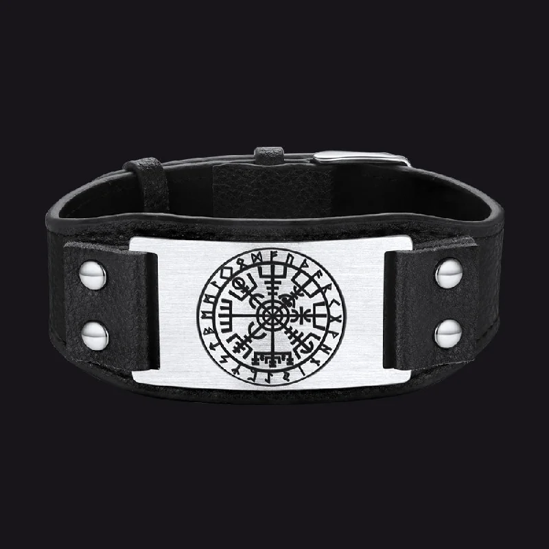 wedding bangles for women-Flash Sale Norse Viking Compass Leather Bracelet Wristband For Men Son