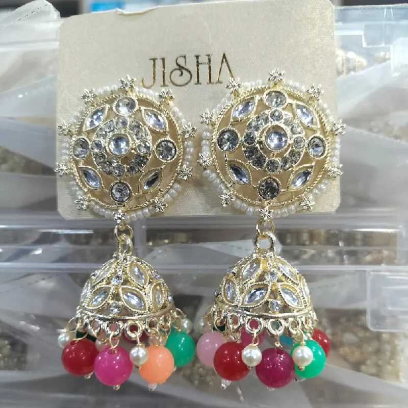 pearl drop earrings for women-Manisha Jewellery Gold Plated Austrain Stone  Jhumki Earrings