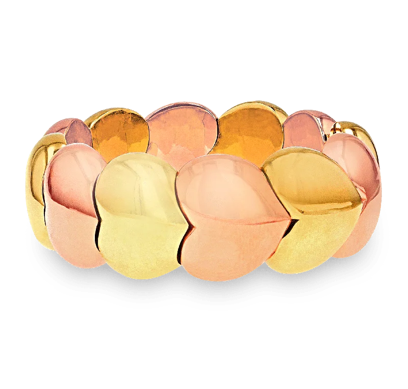 luxury silver bangles for women-Pink and Yellow Gold Bracelet