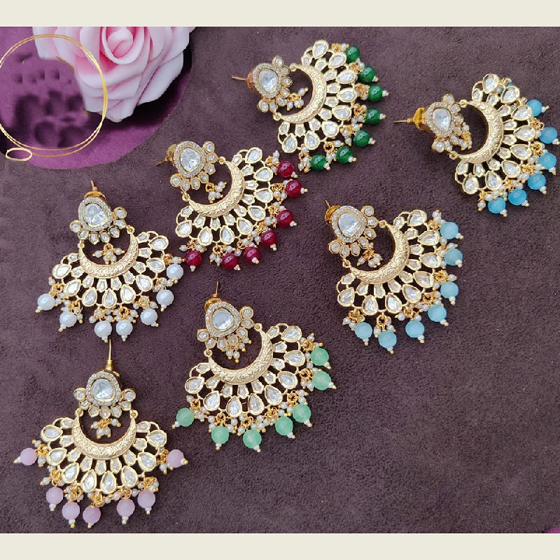 fashion stud earrings for women-Jewel Addiction Gold Plated Kundan Dangler Earrings