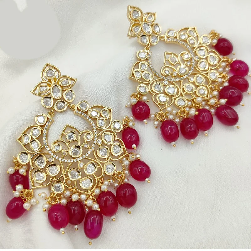 statement earrings for women-Jewel Addiction Gold Plated Kundan Dangler Earrings