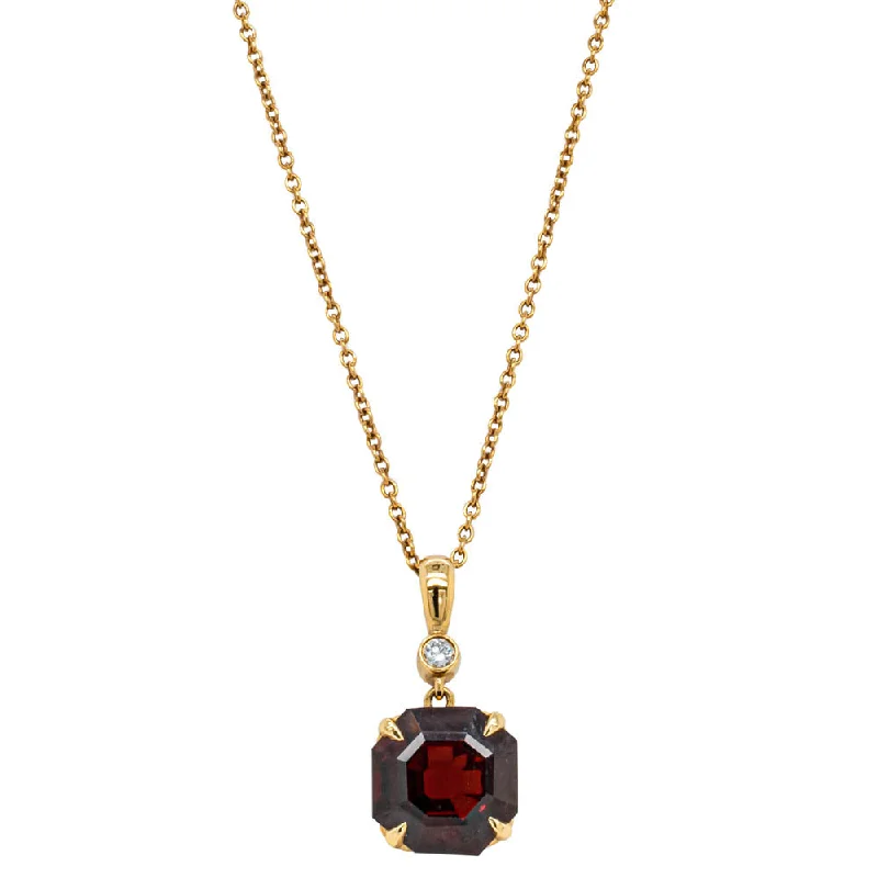 antique necklaces for women-18ct Yellow Gold Garnet & Diamond Octavia Pendant