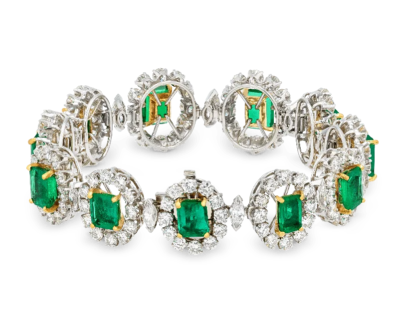 bohemian bracelets for women-Colombian Emerald and Diamond Bracelet