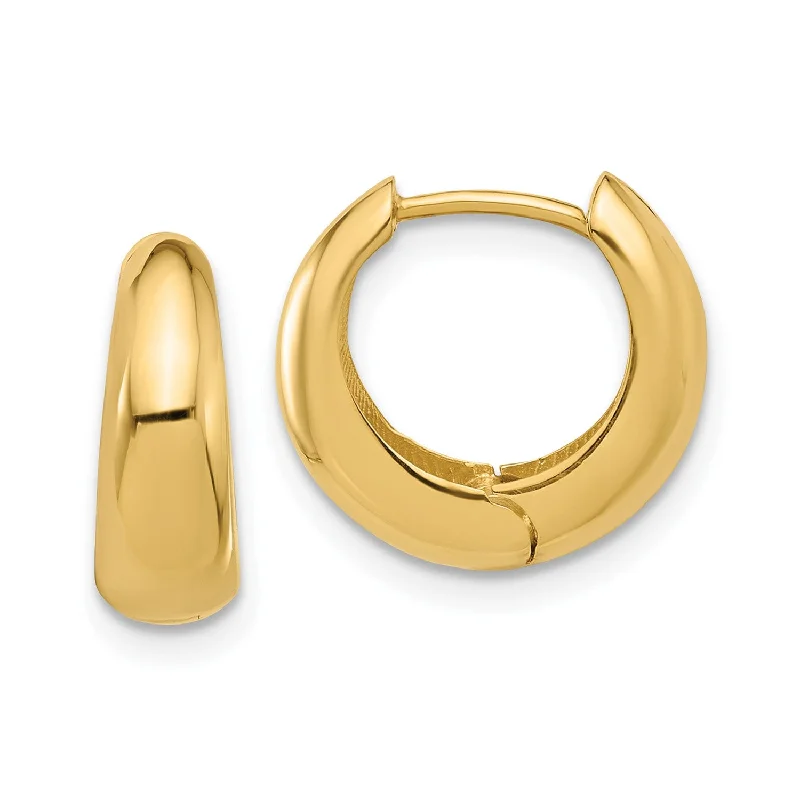 custom earrings for women-10K Yellow Gold High Polished Hinged Huggie Hoop Earrings,12mm