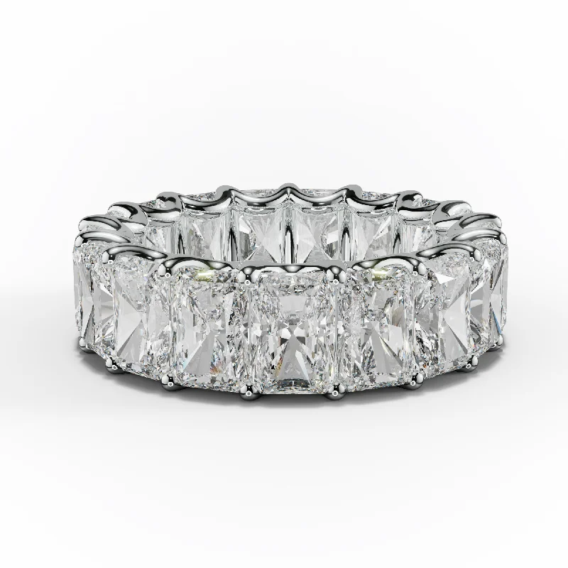 gemstone stacking rings for women-11.0 Carat Radiant Cut Diamond Eternity Band Shared Prong