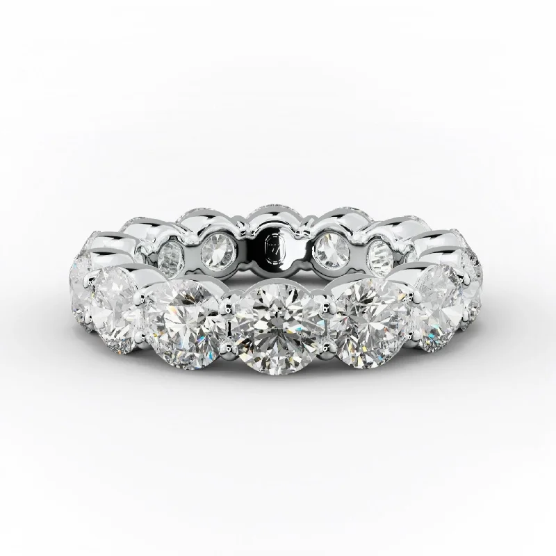 heart-shaped rings for women-6.0 Carat Round Cut Diamond Classic Eternity Band Shared Prong