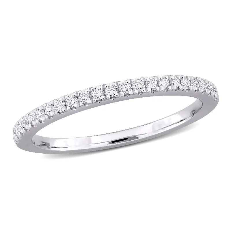 vintage-style engagement rings-Created Forever 1/5ct TW Lab-Grown Diamond Semi-Eternity Anniversary Ring in 14k White Gold