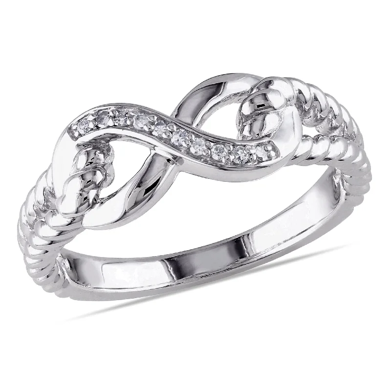 simple engagement rings-Mimi & Max Diamond Infinity Link Ring in Sterling Silver