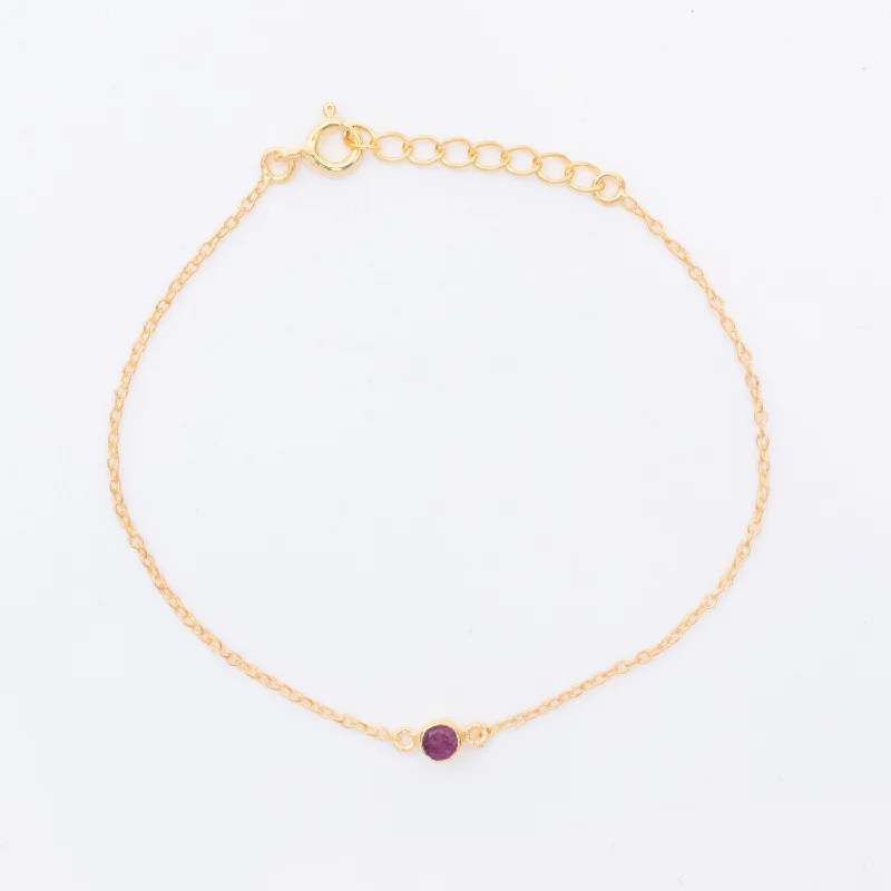 luxury charm bracelets for women-Gold Vermeil Raw Ruby Solitaire Bracelet