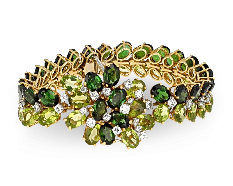 unique bangles for women-Julius Cohen Peridot and Tourmaline Bracelet