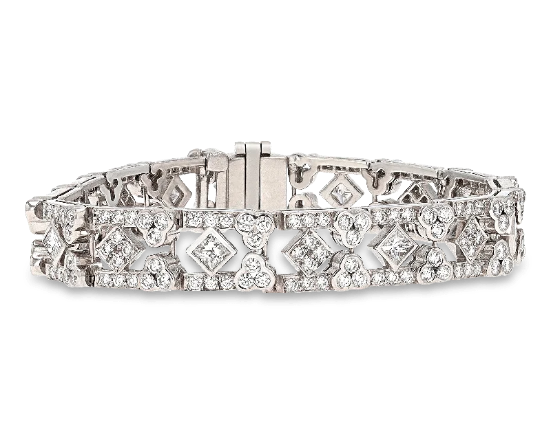 stackable bangles for women-White Diamond Bracelet, 6.91 Carats