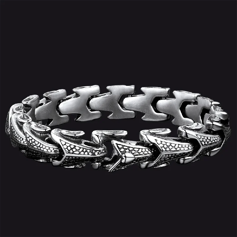 leather cuff bracelets for women-Chunky Dragon Chain Bracelet for Men in Stainless Steel