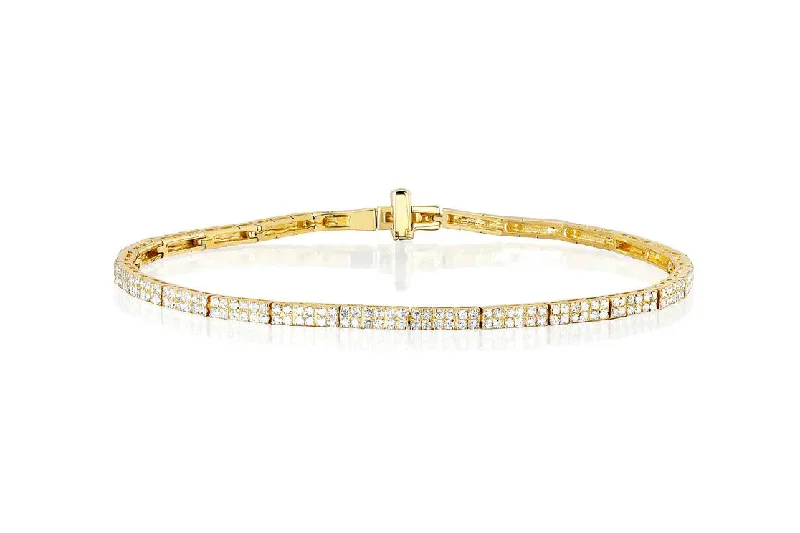 engraved bracelets for women-Double Row Diamond Eternity Bracelet