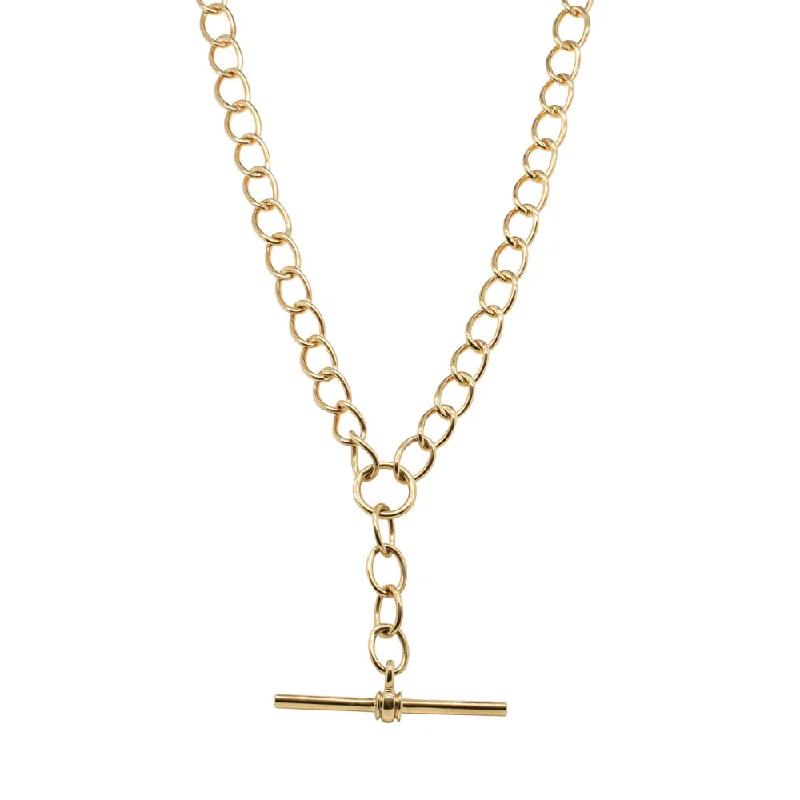 fine jewelry necklaces for women-9ct Yellow Gold Curb Link Fob Chain