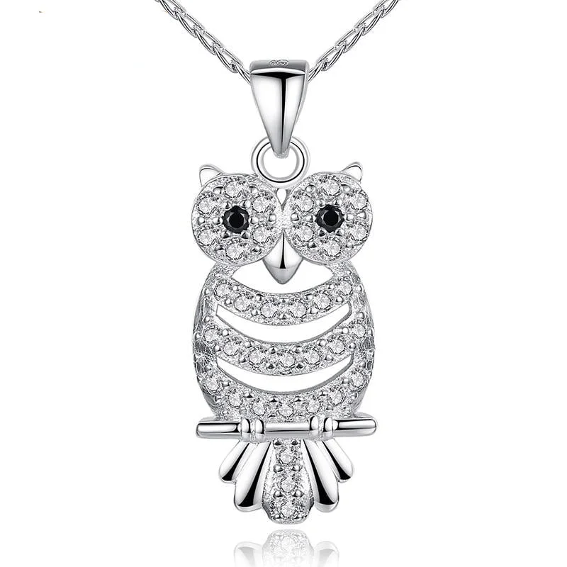 classic necklaces for women-Retro Owl AAA Austrian Zircon  White Gold Color Pendant Necklace For Her