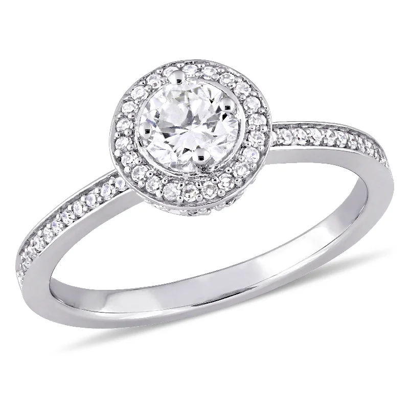 silver engagement rings-Mimi & Max 1/2ct TW Diamond Halo Engagement Ring 14k White Gold