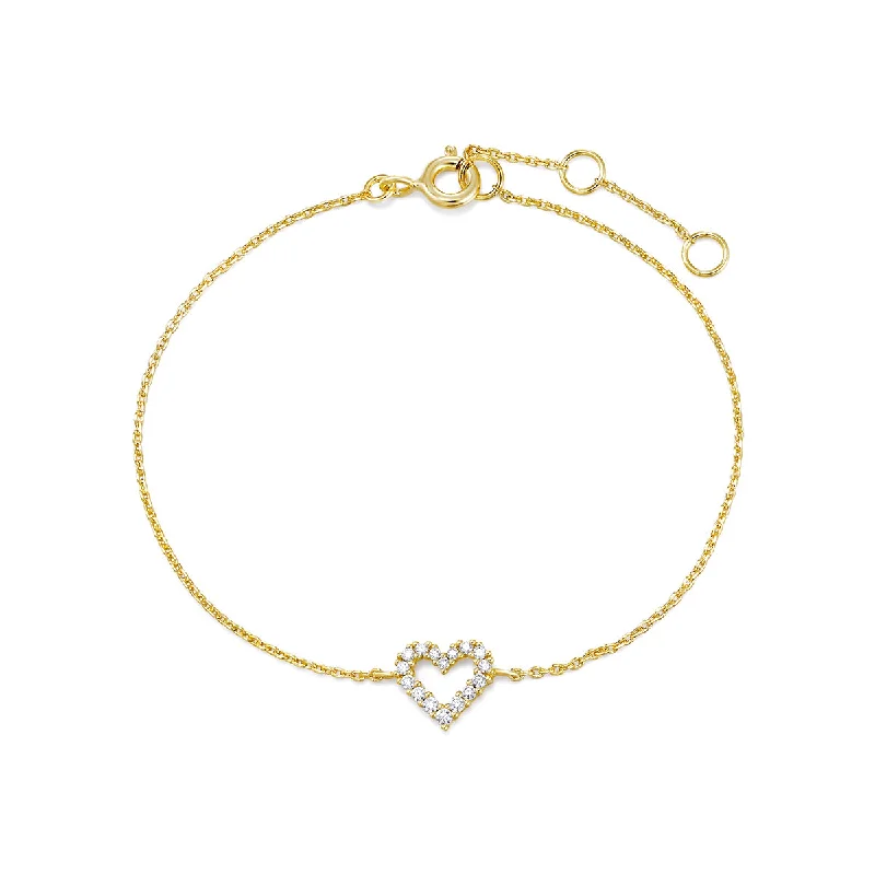 wrist bangles for women-Gold Plated Micro CZ Heart Bracelet