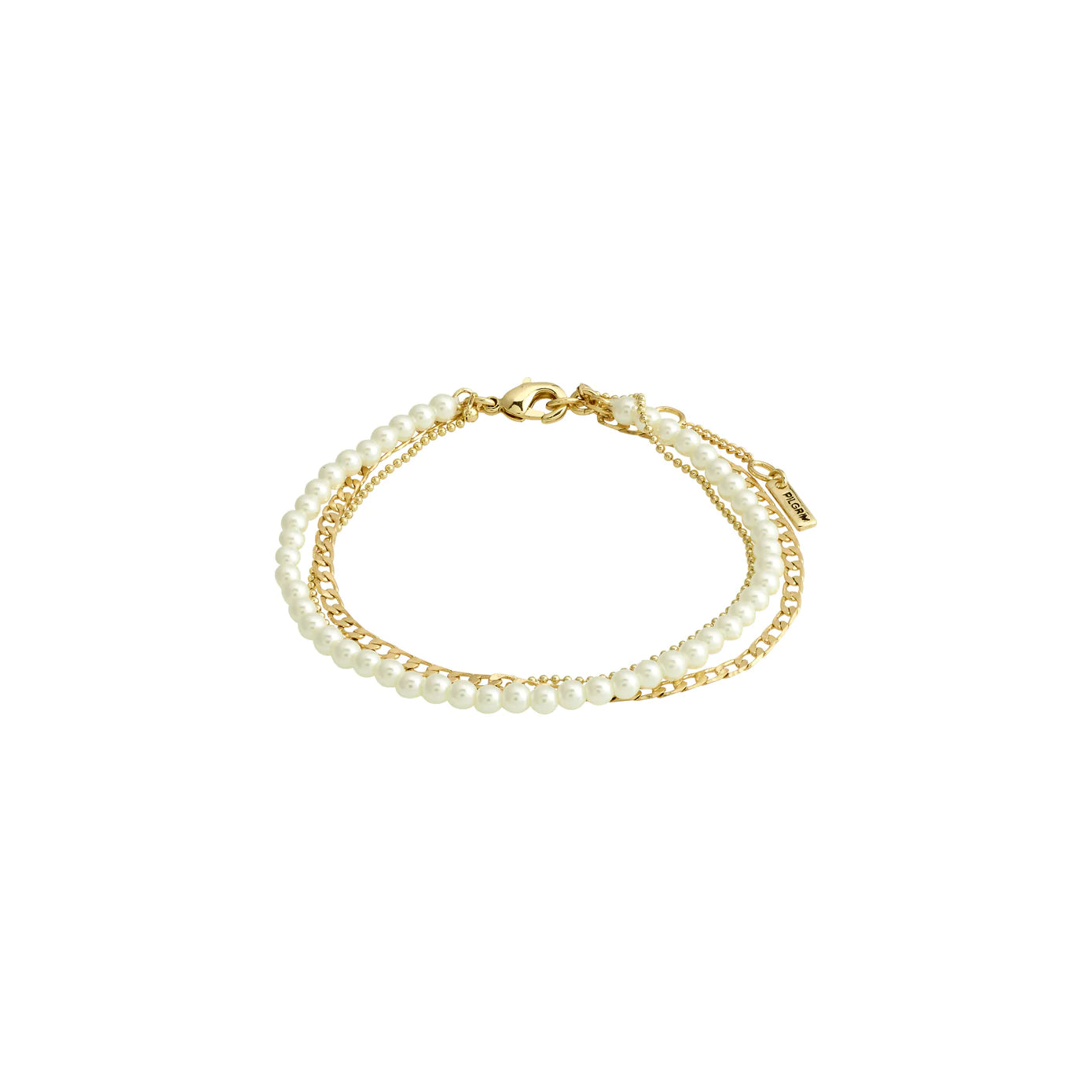 simple gold bracelets for women-Baker Gold Plated 3-in-1 Pearl Bracelet