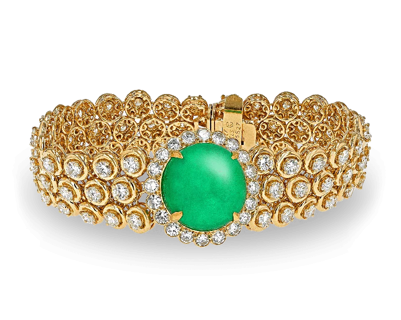 handmade bangle bracelets for women-Colombian Emerald and Diamond Bracelet by Van Cleef & Arpels