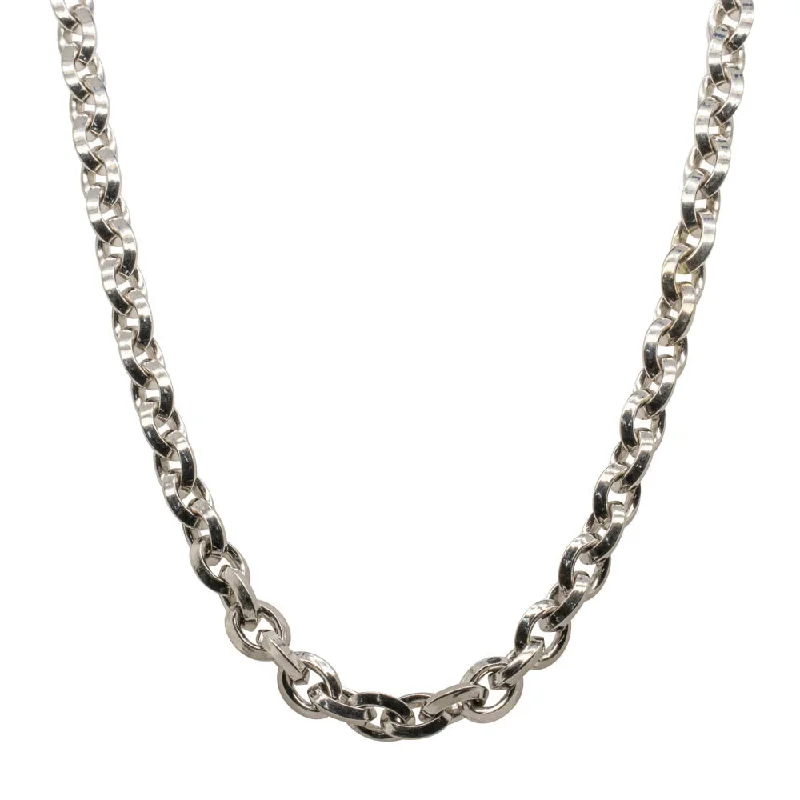 leather necklaces for women-Sterling Silver Navette Link Necklace