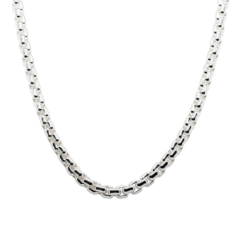 silver heart necklaces for women-Sterling Silver Box Link Chain