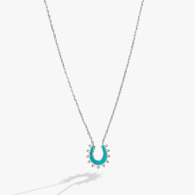 adjustable necklaces for women-Turquoise Horseshoe Necklace